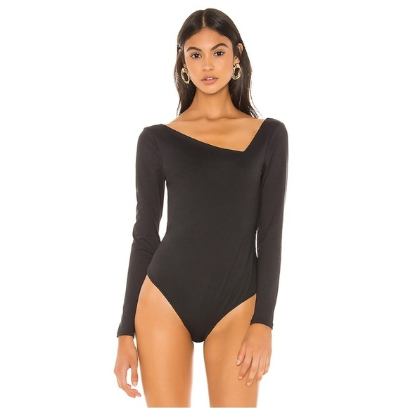 Free People Tops - FREE PEOPLE Black Asymmetrical Abbie Bodysuit